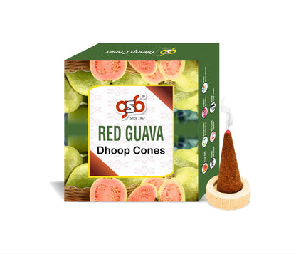 GSB Red Guava Premium Dhoop Cones with Stand Holder in Box | Dhoop Cones | No Charcoal | No Bamboo