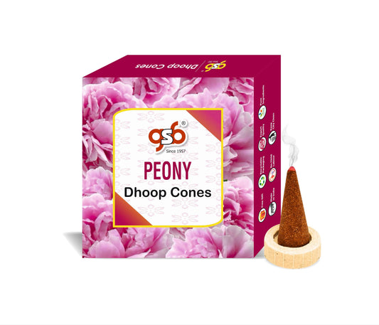 GSB Peony Premium Dhoop Cones with Stand Holder in Box | Dhoop Cones | No Charcoal | No Bamboo
