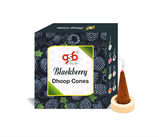GSB Blackberry Premium Dhoop Cones with Stand Holder in Box | Dhoop Cones | No Charcoal | No Bamboo