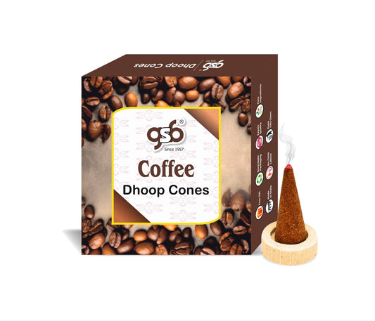GSB Coffee Premium Dhoop Cones with Stand Holder in Box | Dhoop Cones | No Charcoal | No Bamboo