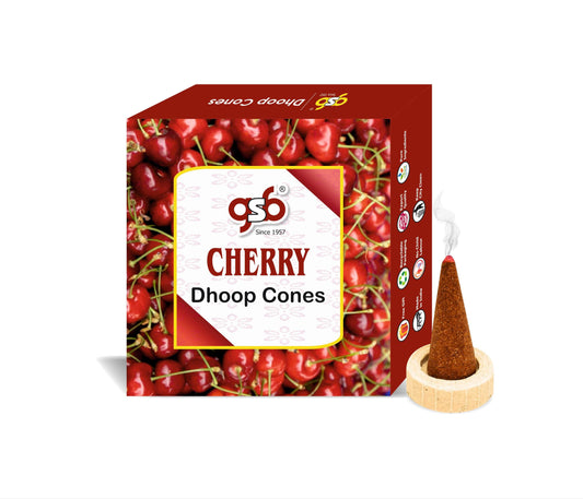 GSB Cherry Premium Dhoop Cones with Stand Holder in Box | Dhoop Cones | No Charcoal | No Bamboo