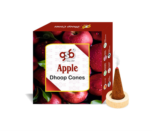 GSB Apple Premium Dhoop Cones with Stand Holder in Box | Dhoop Cones | No Charcoal | No Bamboo