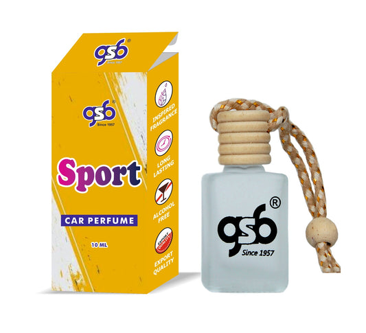 GSB Sport Hanging Car Air Freshener Inspired From Doir Sport | Natural Fragrance In Glass Bottle With Wooden Diffuser Lid | 10 Ml