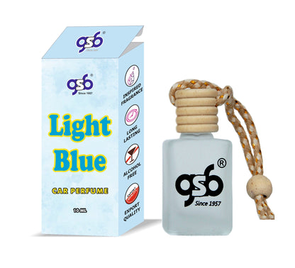 GSB Light Blue Pour Homme Hanging Car Air Freshener Inspired From Light Blue Dloce Gbbana  | Natural Fragrance In Glass Bottle With Wooden Diffuser Lid | 10 Ml