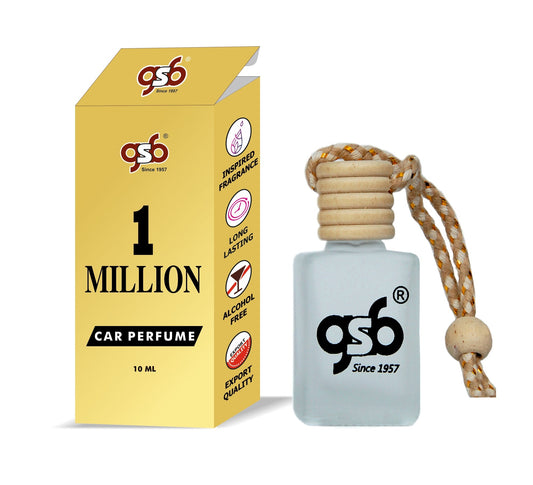 GSB One Million Hanging Car Air Freshener Inspired From Pcao Rbbane One Million | Natural Fragrance In Glass Bottle With Wooden Diffuser Lid | 10 Ml