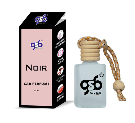 GSB Noir Hanging Car Air Freshener Inspired From Darkkar Noir | Natural Fragrance In Glass Bottle With Wooden Diffuser Lid | 10 Ml