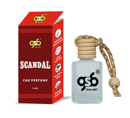 GSB Scandal Hanging Car Air Freshener Inspired From Jane Paul Gualiter Scandal | Natural Fragrance In Glass Bottle With Wooden Diffuser Lid | 10 Ml
