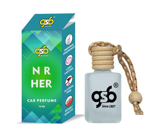 GSB NR Her Hanging Car Air Freshener Inspired From Nraciso Rdoriguez Her | Natural Fragrance In Glass Bottle With Wooden Diffuser Lid | 10 Ml