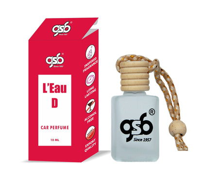 GSB L Eau D Hanging Car Air Freshener Inspired From L Eau De Issy Miyke | Natural Fragrance In Glass Bottle With Wooden Diffuser Lid | 10 Ml