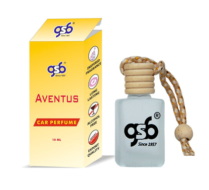 GSB Aventus Hanging Car Air Freshener Inspired From Greed Aventus | Natural Fragrance In Glass Bottle With Wooden Diffuser Lid | 10 Ml