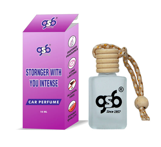 GSB Stronger Hanging Car Air Freshener Inspired From Stronger With You Axmani | Natural Fragrance In Glass Bottle With Wooden Diffuser Lid | 10 Ml
