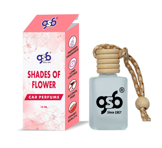 GSB Shades Of Flower Hanging Car Air Freshener Inspired From Issy Miyke | Natural Fragrance In Glass Bottle With Wooden Diffuser Lid | 10 Ml