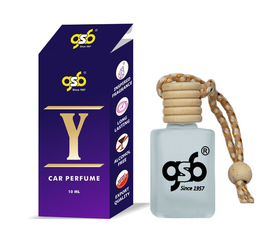 GSB Y Hanging Car Air Freshener Inspired From Y by Ysl | Natural Fragrance In Glass Bottle With Wooden Diffuser Lid | 10 Ml