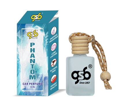 GSB Phantom Hanging Car Air Freshener Inspired From Pcao Rbbane Phantom  | Natural Fragrance In Glass Bottle With Wooden Diffuser Lid | 10 Ml
