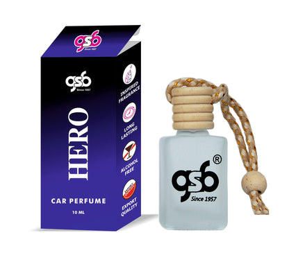 GSB Hero Hanging Car Air Freshener Inspired From Hero Broberry | Natural Fragrance In Glass Bottle With Wooden Diffuser Lid | 10 Ml