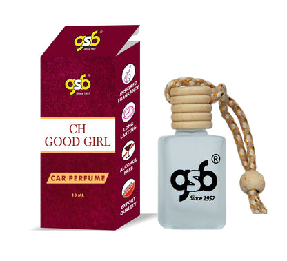 GSB Good Girl Hanging Car Air Freshener Inspired From Craolina Hraerra Good Girl | Natural Fragrance In Glass Bottle With Wooden Diffuser Lid | 10 Ml