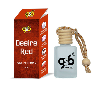 GSB Desire Red Hanging Car Air Freshener Inspired From Donhill Desire Red | Natural Fragrance In Glass Bottle With Wooden Diffuser Lid | 10 Ml