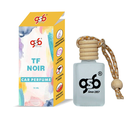GSB TF Noir Male Hanging Car Air Freshener Inspired From Fom Tord Noir | Natural Fragrance In Glass Bottle With Wooden Diffuser Lid | 10 Ml