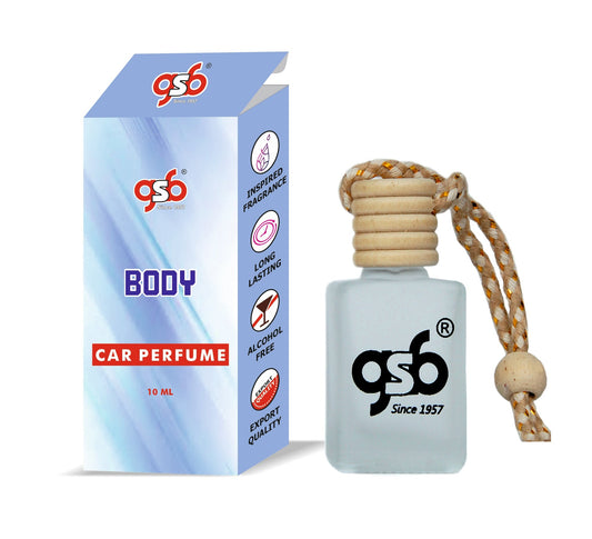 GSB Body Hanging Car Air Freshener Inspired From Broberry Body | Natural Fragrance In Glass Bottle With Wooden Diffuser Lid | 10 Ml