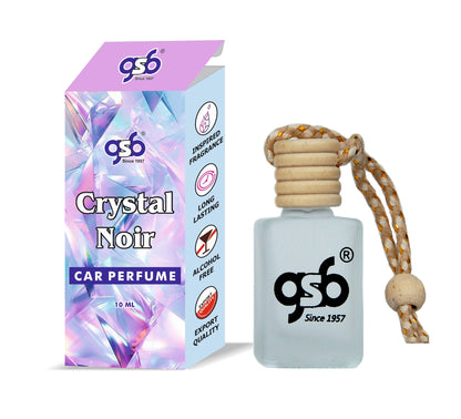 GSB Crystal Noir Hanging Car Air Freshener Inspired From Vresace Crystal Noir | Natural Fragrance In Glass Bottle With Wooden Diffuser Lid | 10 Ml