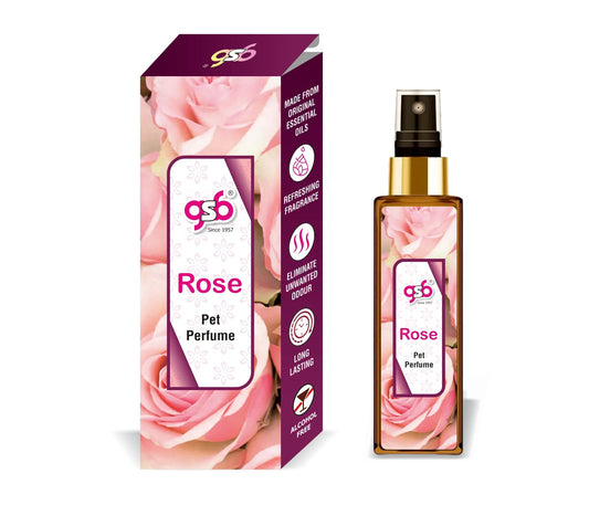 GSB Rose Pet Perfume | Alcohol Free | Smell Remover | Keeps Coat Smelling Fresh | Long Lasting | Dog & Cat Cologne | For All Breeds