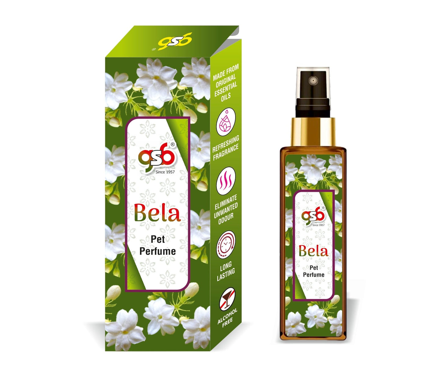 GSB Bela Pet Perfume | Alcohol Free | Smell Remover | Keeps Coat Smelling Fresh | Long Lasting | Dog & Cat Cologne | For All Breeds