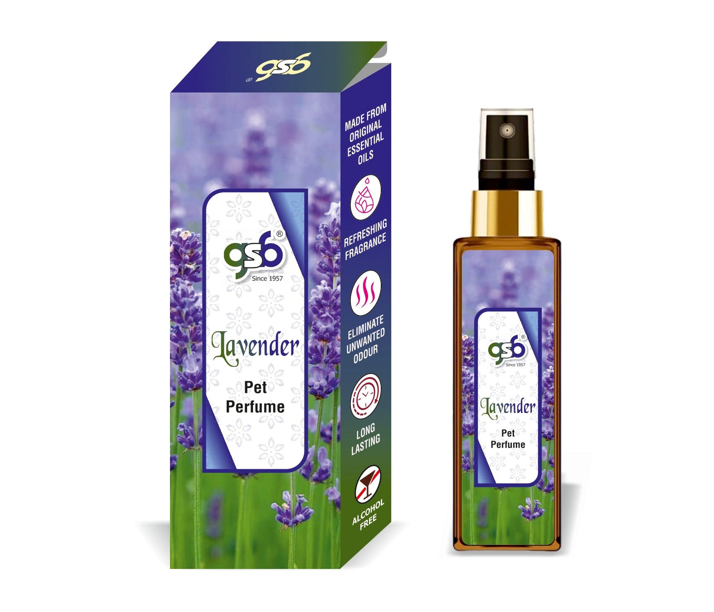GSB Lavender Pet Perfume | Alcohol Free | Smell Remover | Keeps Coat Smelling Fresh | Long Lasting | Dog & Cat Cologne | For All Breeds