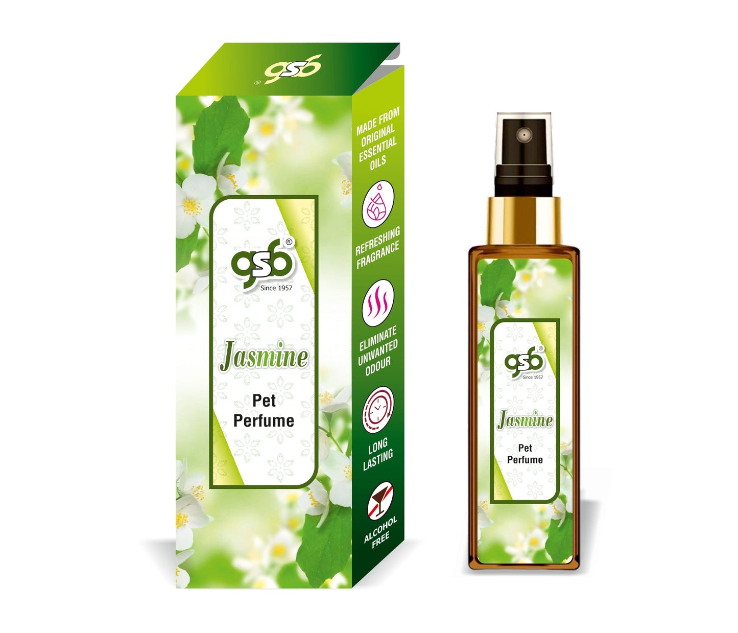 GSB Jasmine Pet Perfume | Alcohol Free | Smell Remover | Keeps Coat Smelling Fresh | Long Lasting | Dog & Cat Cologne | For All Breeds