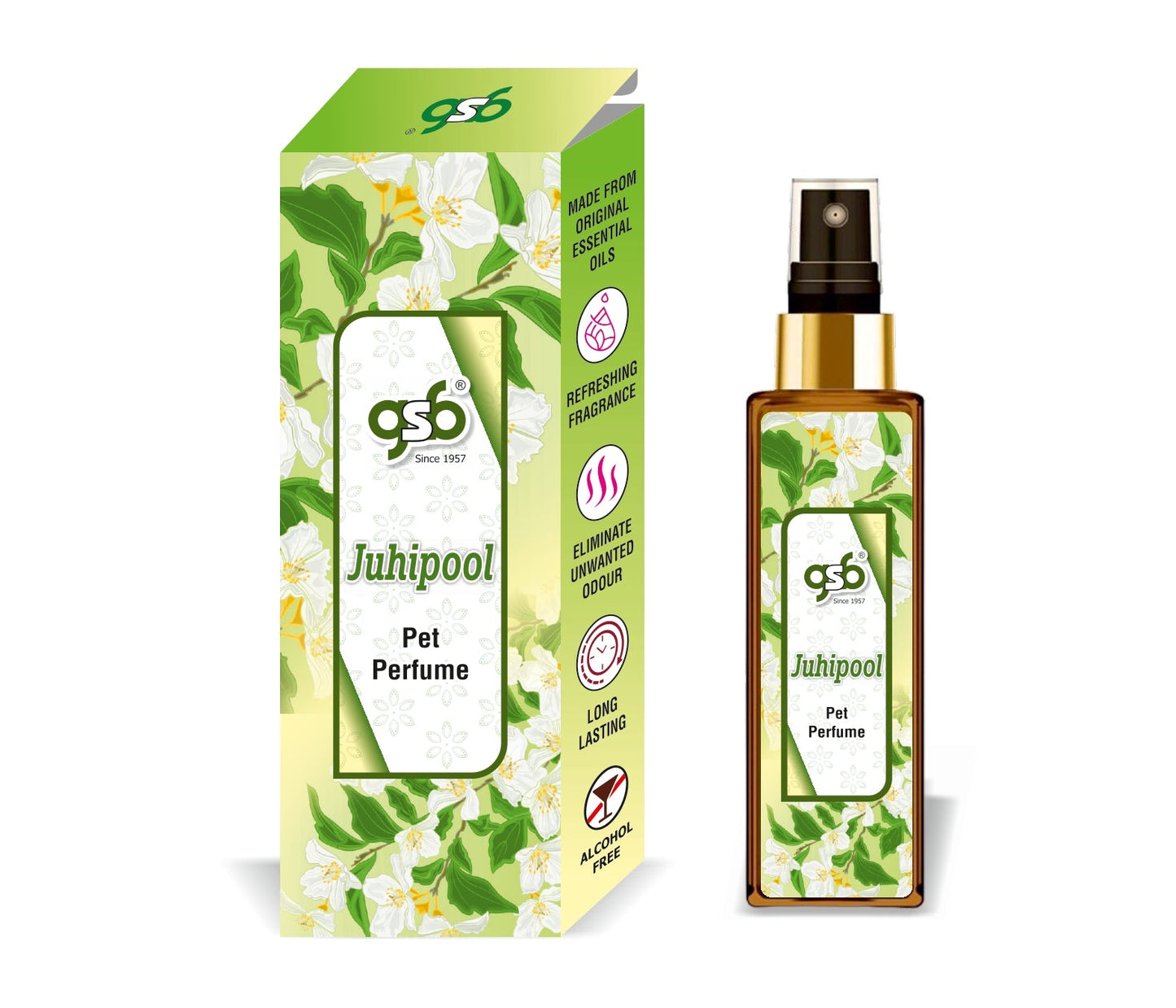 GSB Juhiphool Pet Perfume | Alcohol Free | Smell Remover | Keeps Coat Smelling Fresh | Long Lasting | Dog & Cat Cologne | For All Breeds