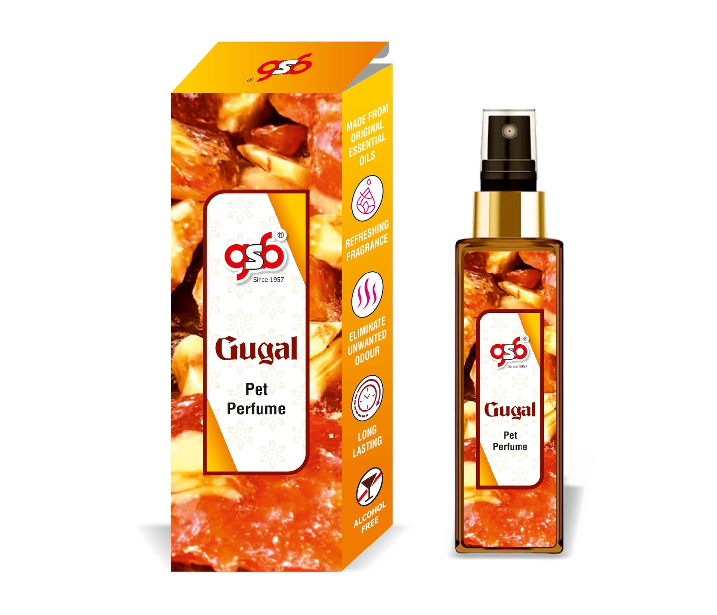 GSB Gugal Pet Perfume | Alcohol Free | Smell Remover | Keeps Coat Smelling Fresh | Long Lasting | Dog & Cat Cologne | For All Breeds