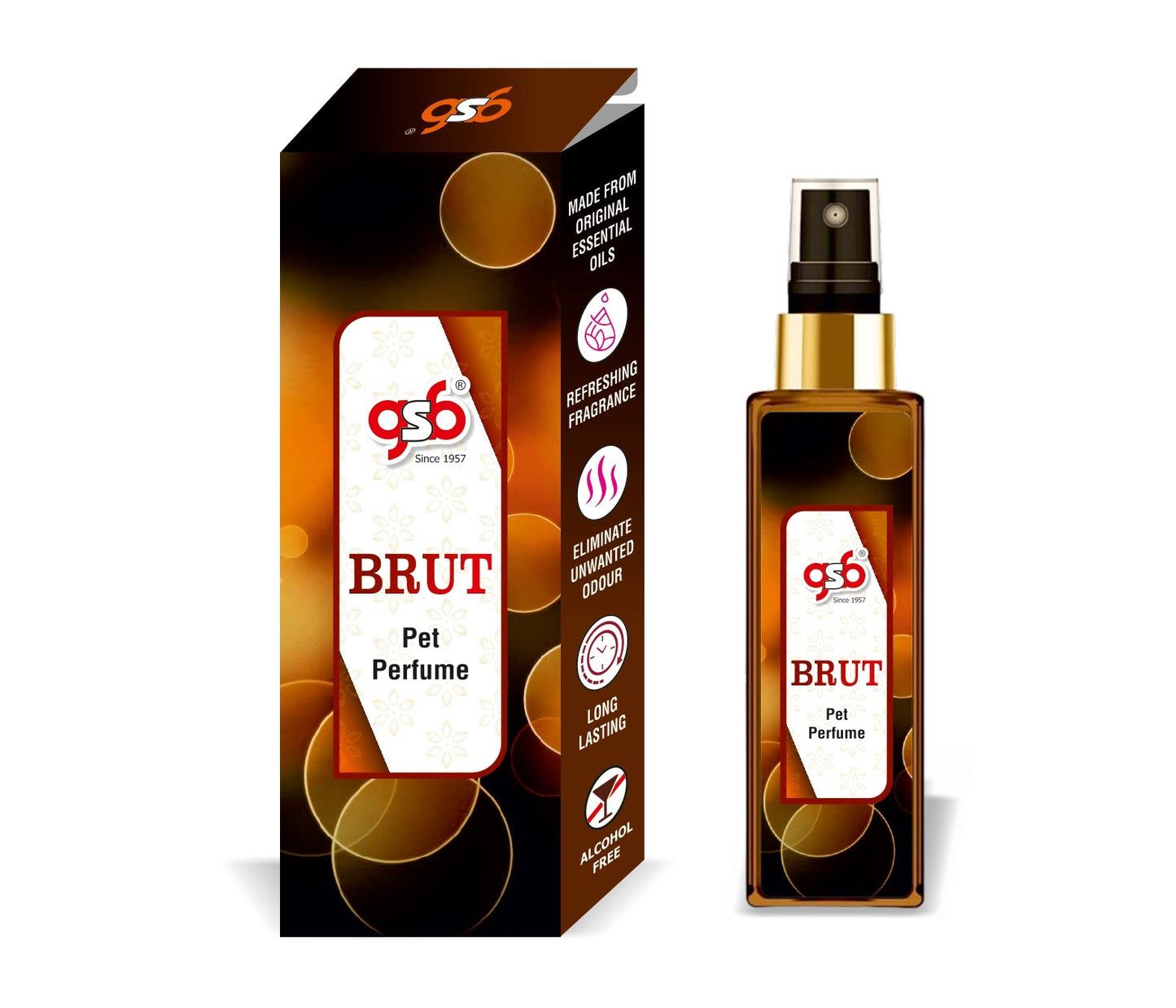 GSB Brut Pet Perfume | Alcohol Free | Smell Remover | Keeps Coat Smelling Fresh | Long Lasting | Dog & Cat Cologne | For All Breeds