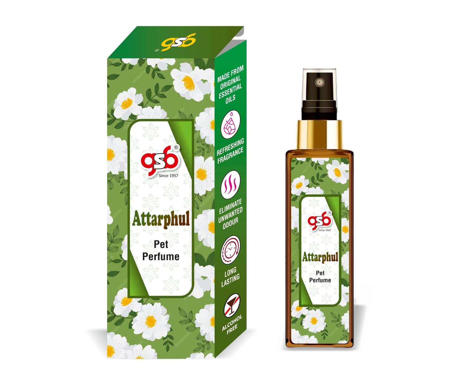 GSB Attarphool Pet Perfume | Alcohol Free | Smell Remover | Keeps Coat Smelling Fresh | Long Lasting | Dog & Cat Cologne | For All Breeds