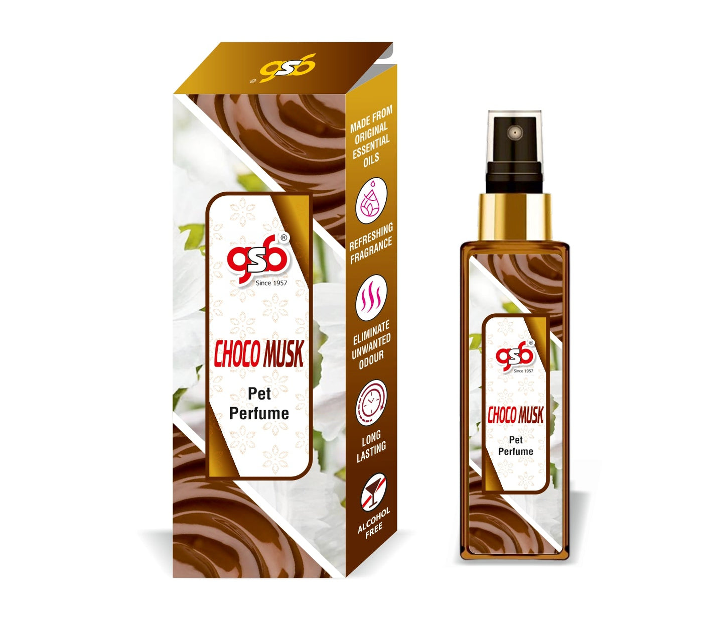 GSB Choco Musk Pet Perfume | Alcohol Free | Smell Remover | Keeps Coat Smelling Fresh | Long Lasting | Dog & Cat Cologne | For All Breeds