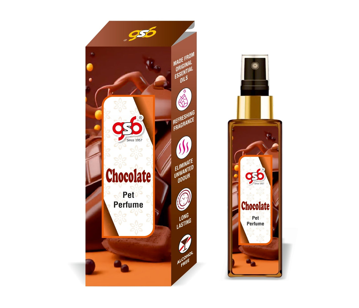 GSB Chocolate Pet Perfume | Alcohol Free | Smell Remover | Keeps Coat Smelling Fresh | Long Lasting | Dog & Cat Cologne | For All Breeds