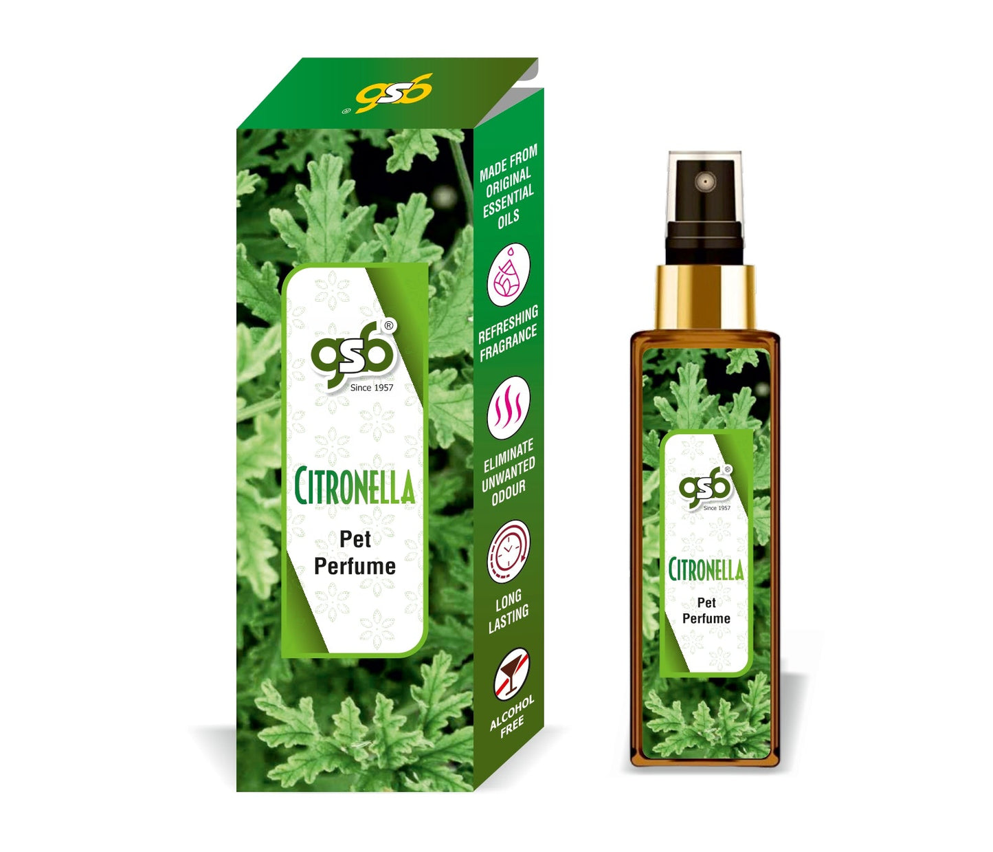 GSB Citronella Pet Perfume | Alcohol Free | Smell Remover | Keeps Coat Smelling Fresh | Long Lasting | Dog & Cat Cologne | For All Breeds