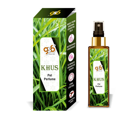 GSB Khus Pet Perfume | Alcohol Free | Smell Remover | Keeps Coat Smelling Fresh | Long Lasting | Dog & Cat Cologne | For All Breeds