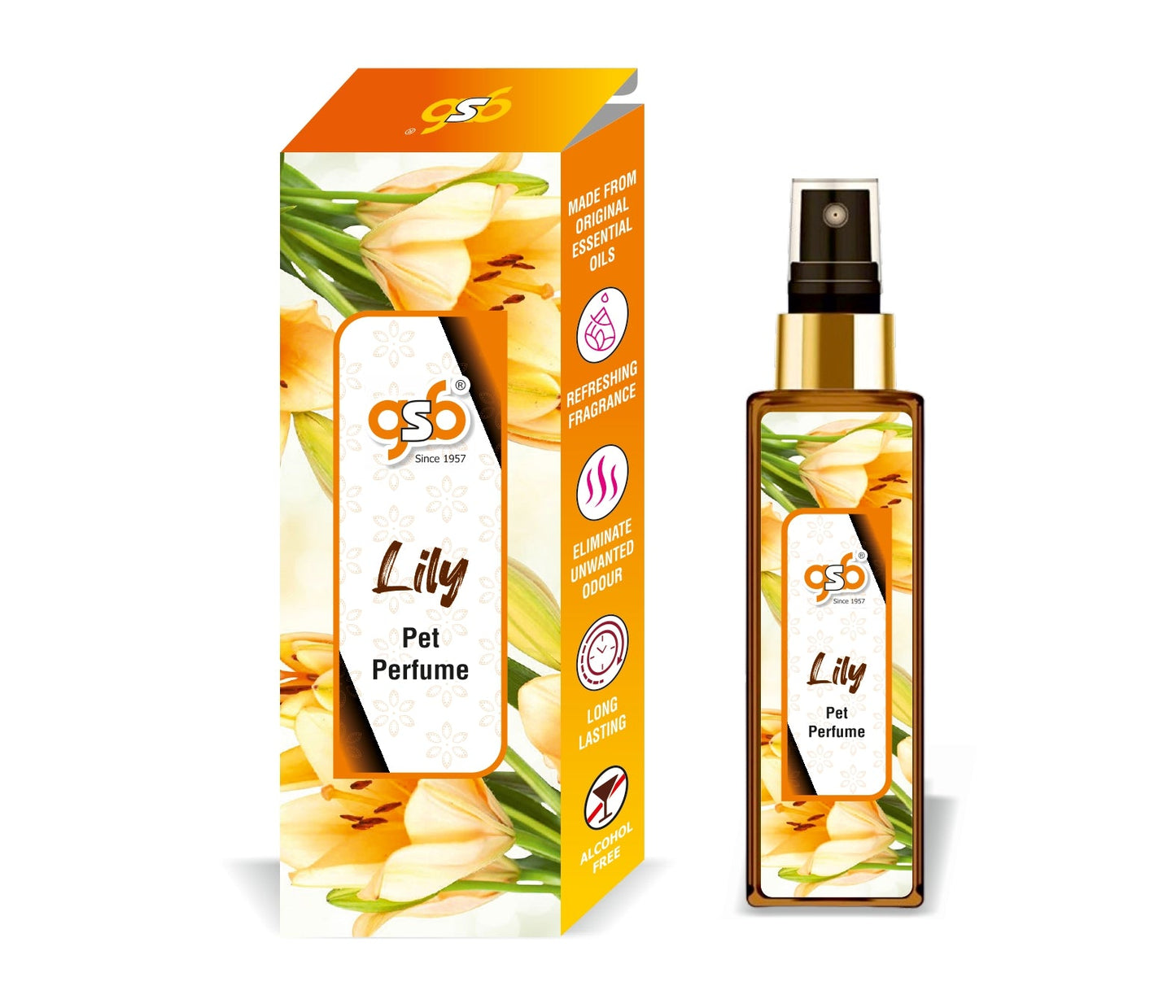 GSB Lily Pet Perfume | Alcohol Free | Smell Remover | Keeps Coat Smelling Fresh | Long Lasting | Dog & Cat Cologne | For All Breeds