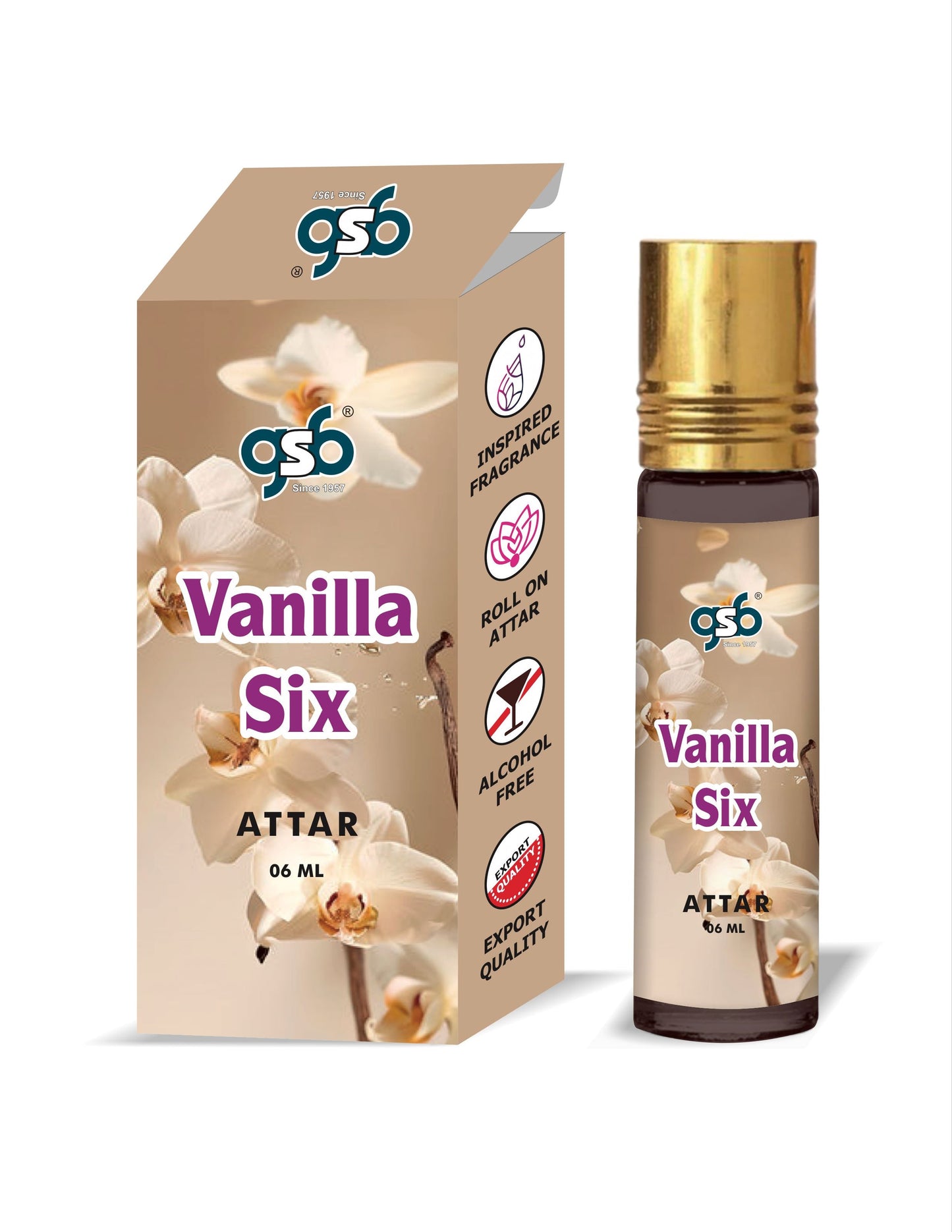 GSB Vanilla Six Attar Inspired From Fom Tord Vanilla Six | Clone Fragrance | Perfume Roll On | Alcohol Free | Long Lasting | Unisex