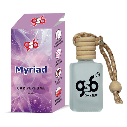 GSB Myriad Hanging Car Air Freshener Inspired From Vouis Luitton Myriad | Natural Fragrance In Glass Bottle With Wooden Diffuser Lid | 10 Ml
