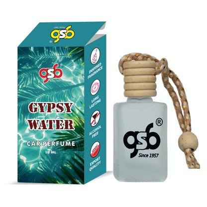 GSB Gypsy Water Hanging Car Air Freshener Inspired From Bydero Gypsy Water | Natural Fragrance In Glass Bottle With Wooden Diffuser Lid | 10 Ml