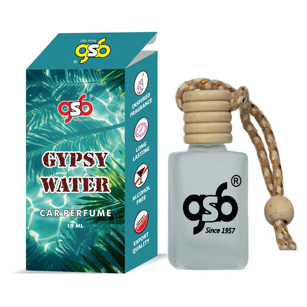 GSB Gypsy Water Hanging Car Air Freshener Inspired From Bydero Gypsy Water | Natural Fragrance In Glass Bottle With Wooden Diffuser Lid | 10 Ml