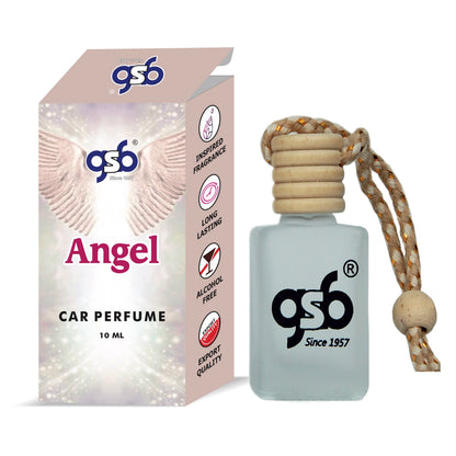 GSB Angel Hanging Car Air Freshener Inspired From Mugelr Angel | Natural Fragrance In Glass Bottle With Wooden Diffuser Lid | 10 Ml