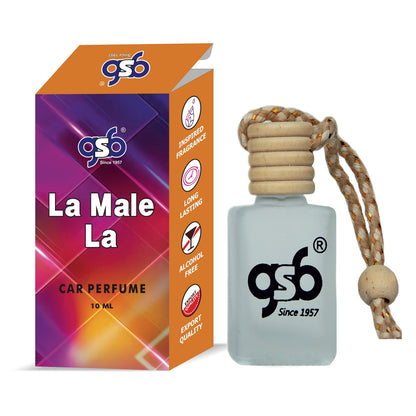 GSB La Male La Hanging Car Air Freshener Inspired From Jane Paul Gualiter La Male La | Natural Fragrance In Glass Bottle With Wooden Diffuser Lid | 10 Ml