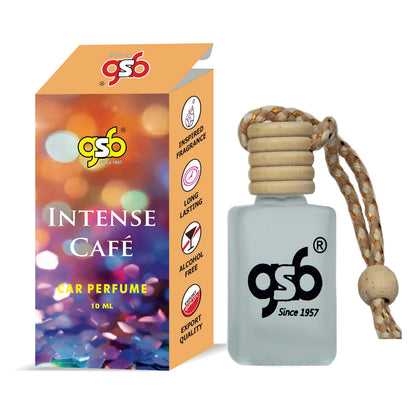 GSB Intense Cafe Hanging Car Air Freshener Inspired From Montail Intense Cafe | Natural Fragrance In Glass Bottle With Wooden Diffuser Lid | 10 Ml