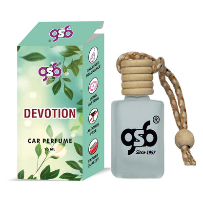 GSB Devotion Hanging Car Air Freshener Inspired From Dloce Gbbana Devotion | Natural Fragrance In Glass Bottle With Wooden Diffuser Lid | 10 Ml