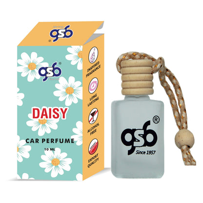 GSB Daisy Hanging Car Air Freshener Inspired From Mark Jaco Daisy | Natural Fragrance In Glass Bottle With Wooden Diffuser Lid | 10 Ml