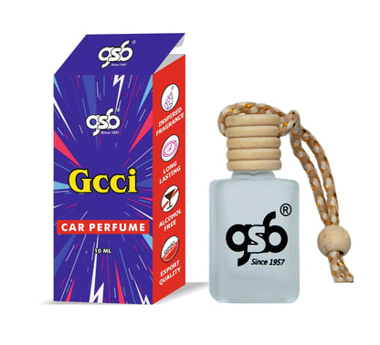 GSB Gcci Hanging Car Air Freshener Inspired From Gcci By Gcci | Natural Fragrance In Glass Bottle With Wooden Diffuser Lid | 10 Ml