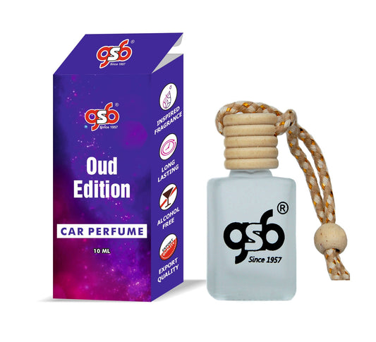 GSB Oud Edition Hanging Car Air Freshener Inspired From Montail Oud Edition | Natural Fragrance In Glass Bottle With Wooden Diffuser Lid | 10 Ml