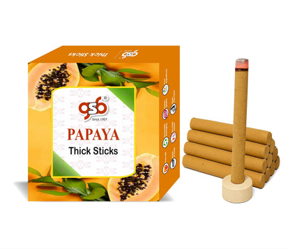 GSB Papaya Premium Thick Dhoop Sticks with Stand Holder in Box | Dhoop Batti | No Charcoal | No Bamboo