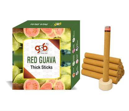 GSB Red Guava Premium Thick Dhoop Sticks with Stand Holder in Box | Dhoop Batti | No Charcoal | No Bamboo